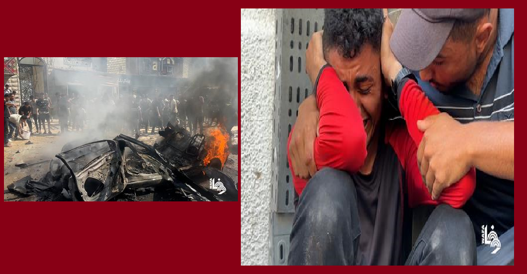 3 شهداء بقصف إسرائيلي استهدف مركبة في غزة ووداع وتشييع الشهيدين عمر السراج وعاصم أبو عبده اللذين ارتقيا بقصف إسرائيلي قرب متنزه بلدية غزة